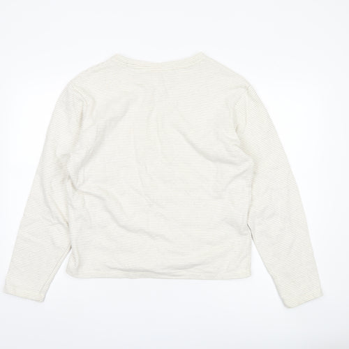 Blend Women's Ivory Striped Basic Long Sleeve Top M