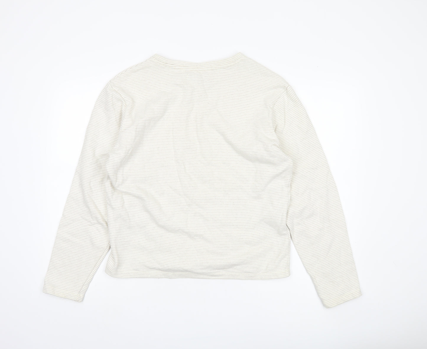 Blend Women's Ivory Striped Basic Long Sleeve Top M