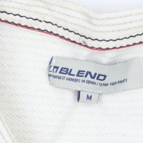 Blend Women's Ivory Striped Basic Long Sleeve Top M