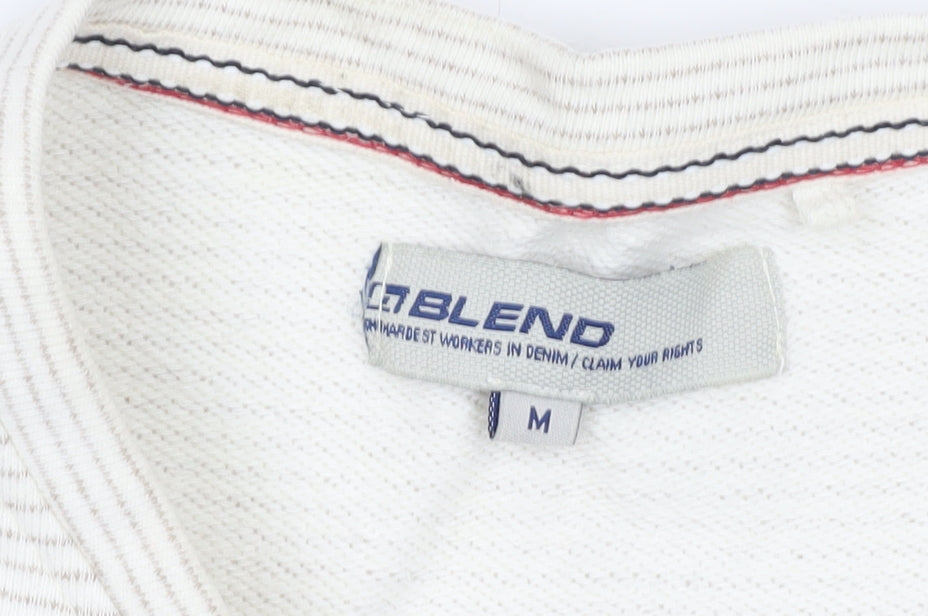 Blend Women's Ivory Striped Basic Long Sleeve Top M