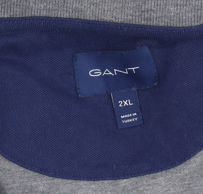 GANT Men's 2XL Grey Striped Polo Shirt