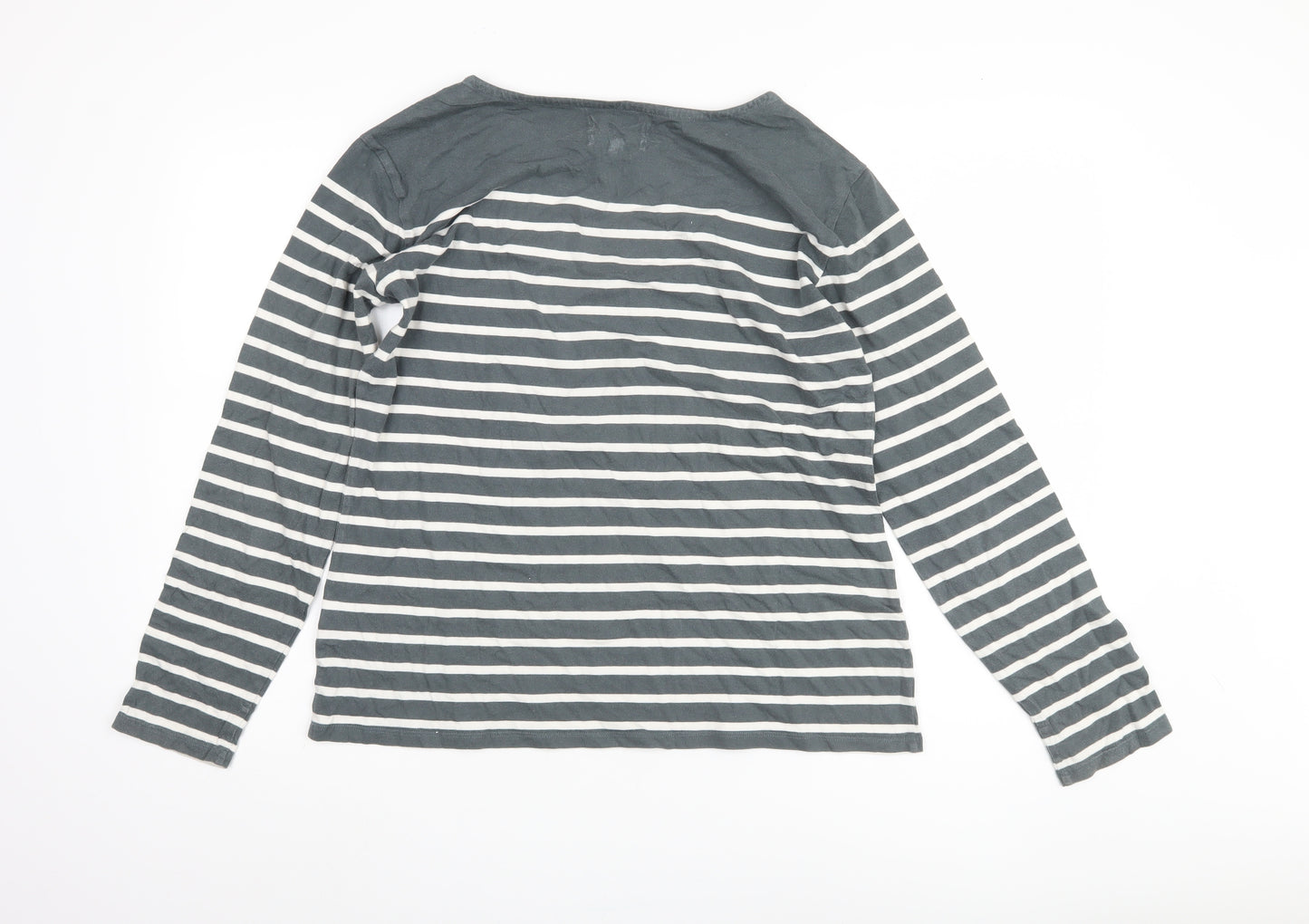 Seasalt Women's Grey Striped T-Shirt Size 14