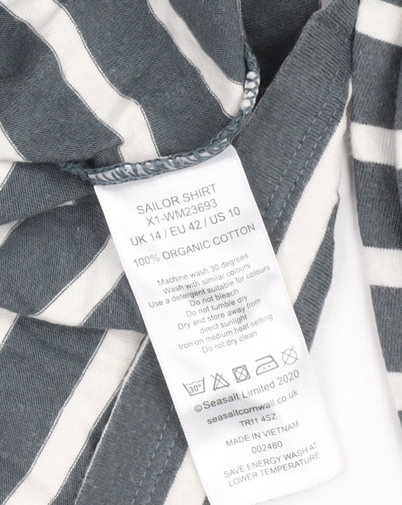 Seasalt Women's Grey Striped T-Shirt Size 14