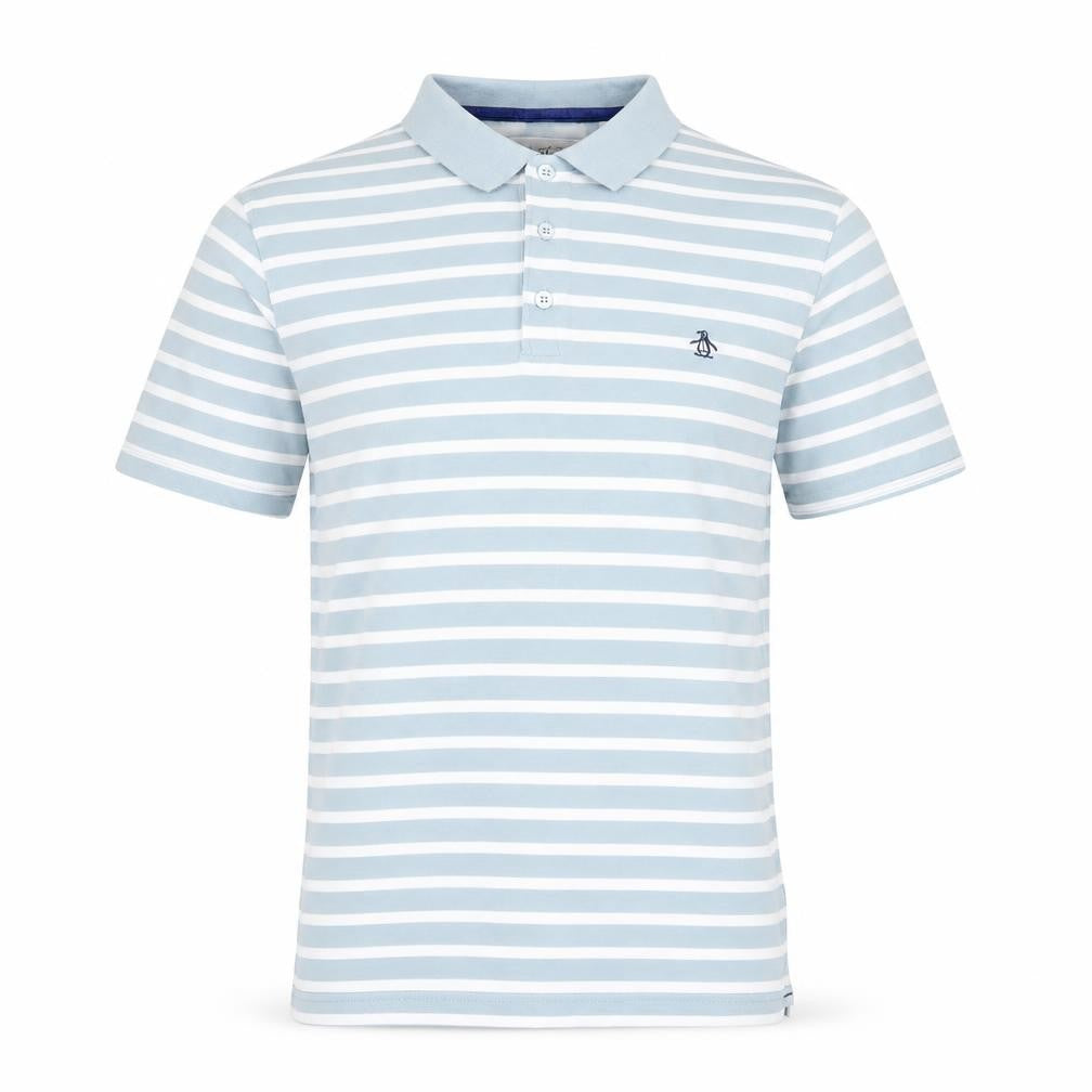 Front view of Original Penguin Men's Polo Blue Striped M Casual Classic