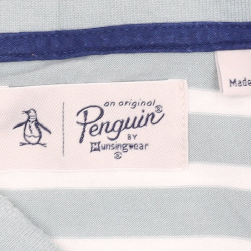 Penguin Men's Polo Blue Striped M Casual Classic