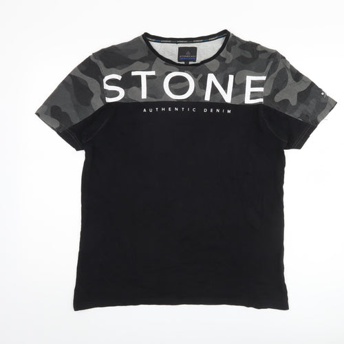Stonecast Men's Black Camouflage T-Shirt Size L