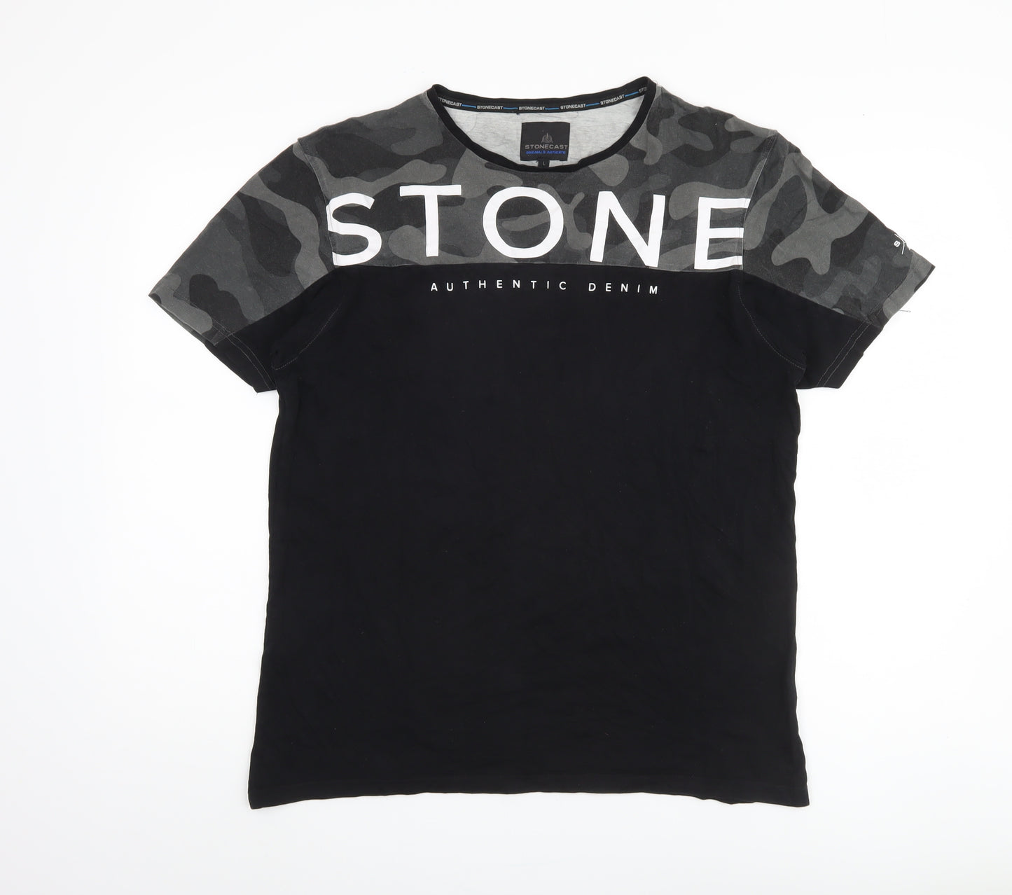 Stonecast Men's Black Camouflage T-Shirt Size L