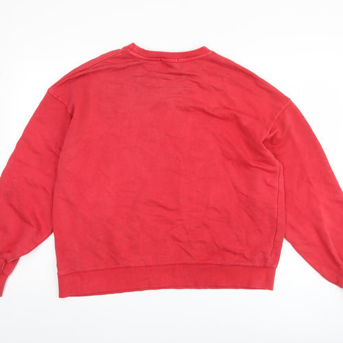 Stradivarius Women's Red Logo Pullover, Size 12, Casual Sweatshirt