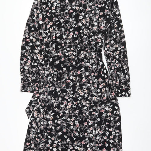 Miss Selfridge Women's Black Floral Shirt Dress Size 12