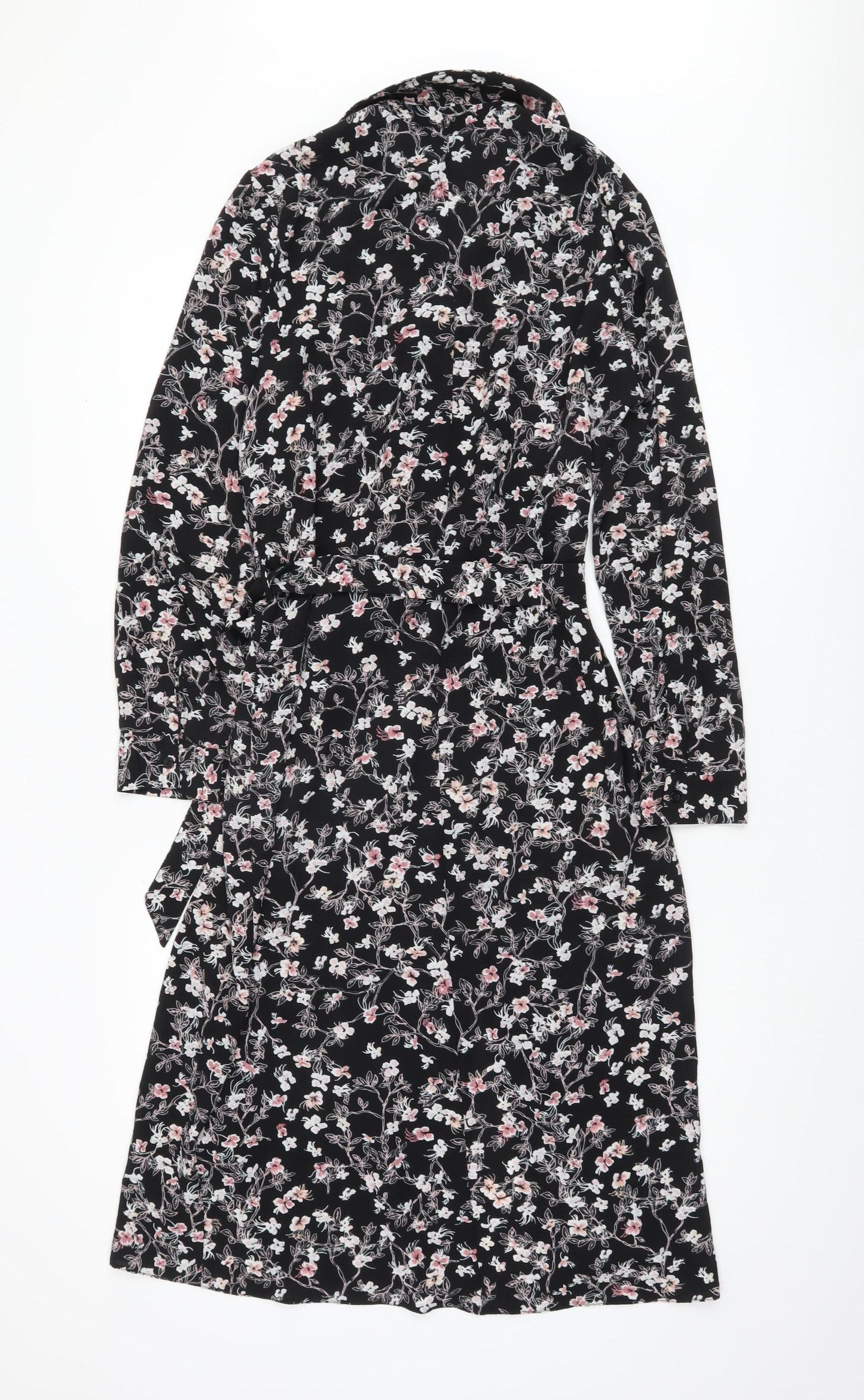 Miss Selfridge Women's Black Floral Shirt Dress Size 12