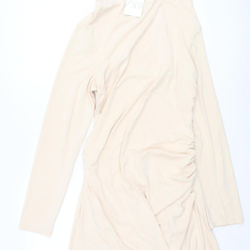 Zara Women's Beige Hooded Short Dress Size XL