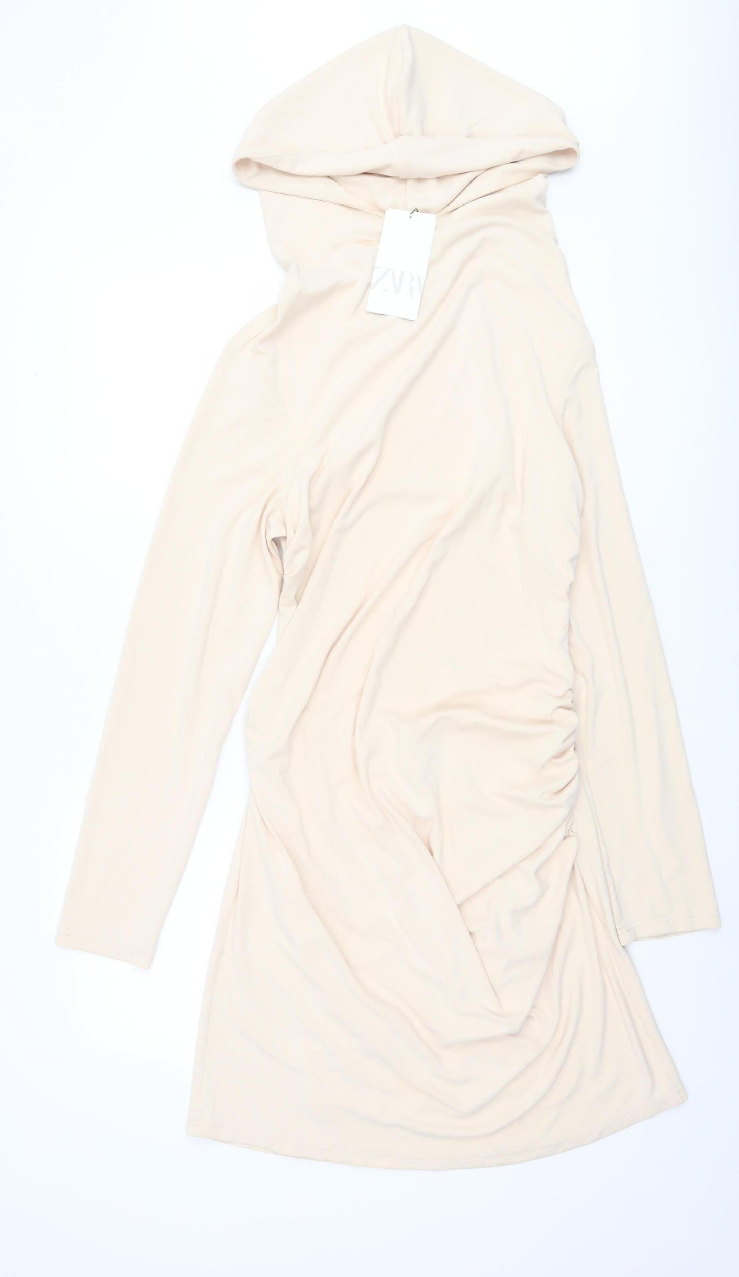 Zara Women's Beige Hooded Short Dress Size XL