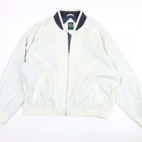 Mens Casuals White XL Bomber Jacket, Zipped Pockets