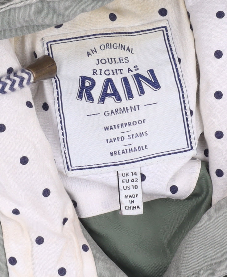 Joules Women's Green Waterproof Rain Jacket Size 14