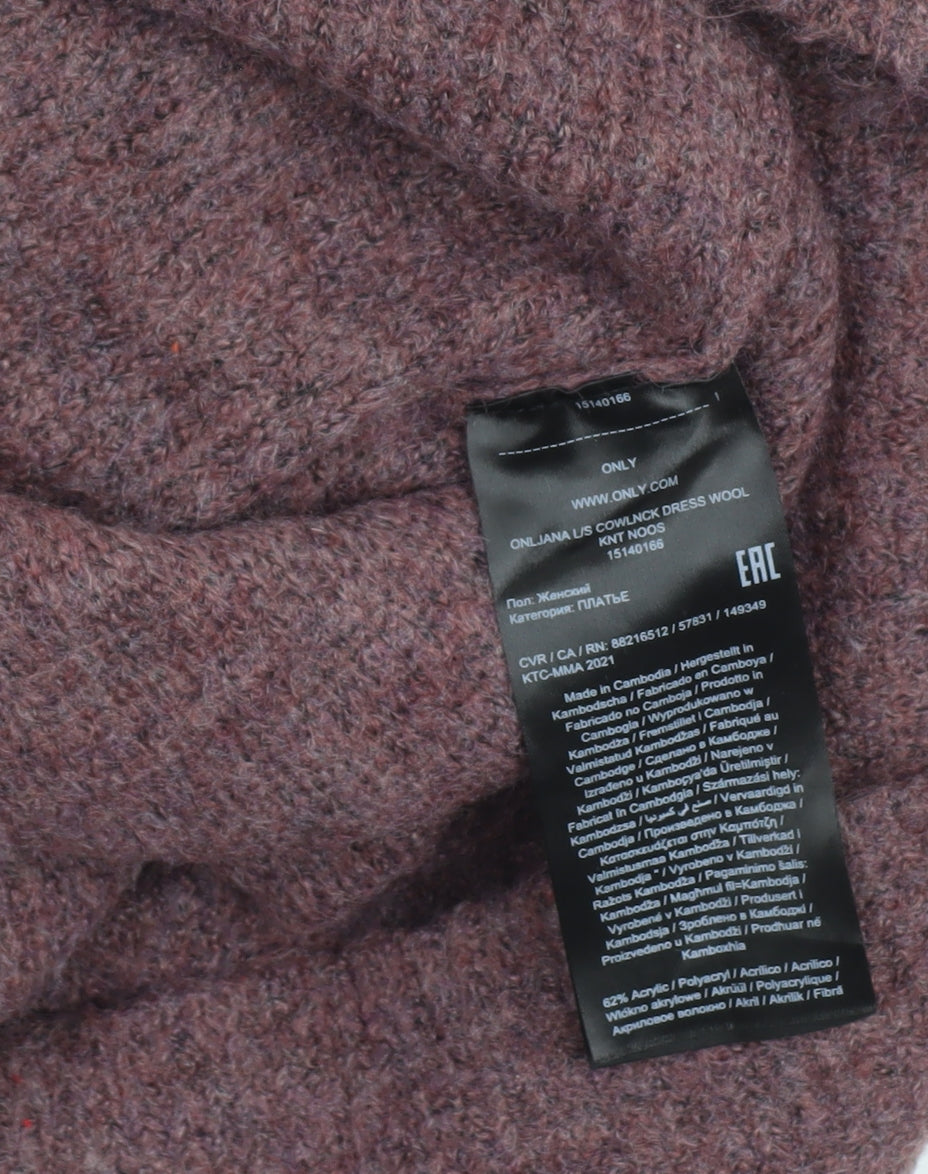 ONLY Women's Purple Cowl Neck Jumper L