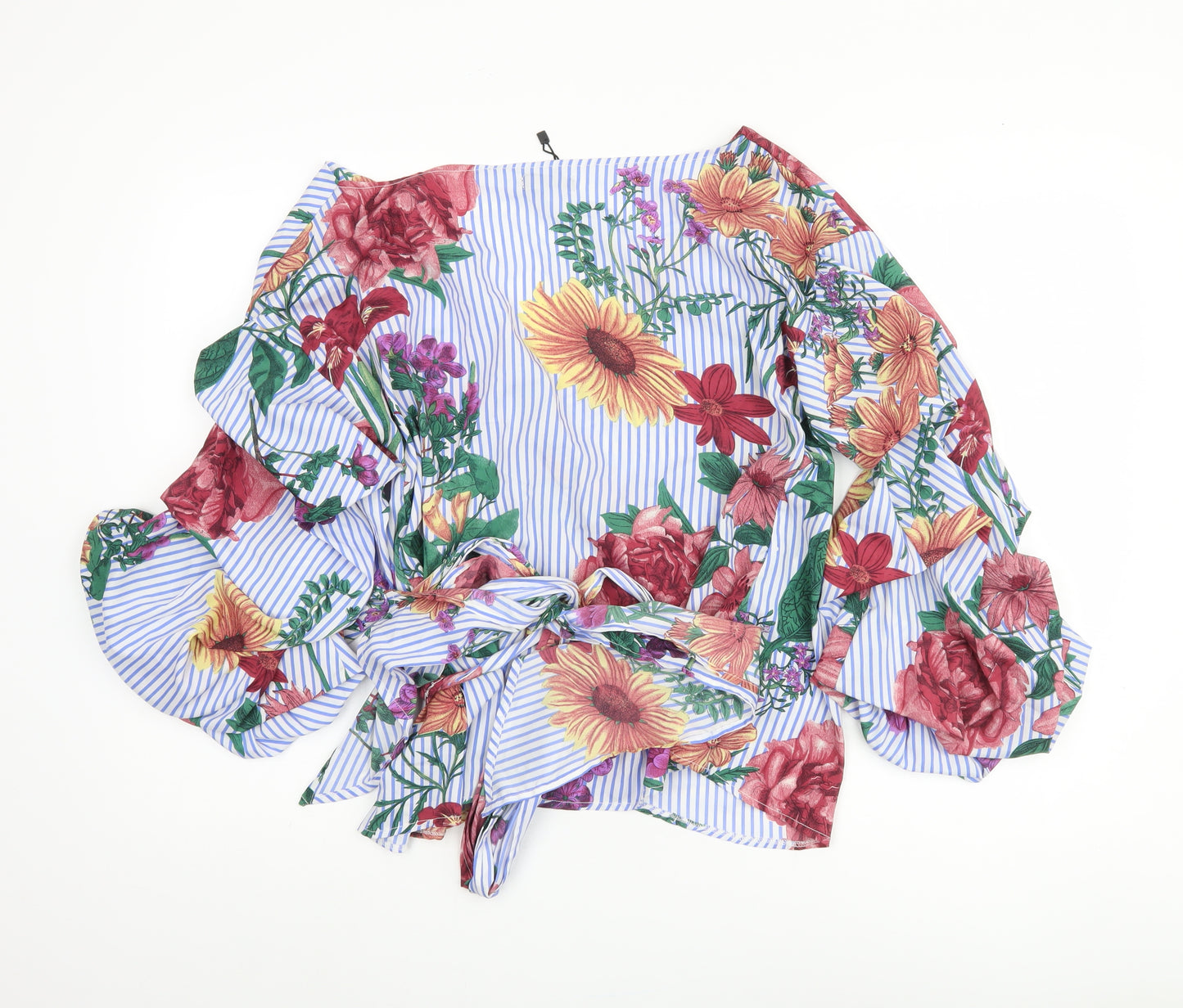 Boohoo Women's Floral Wrap Blouse, UK 14, Multicoloured