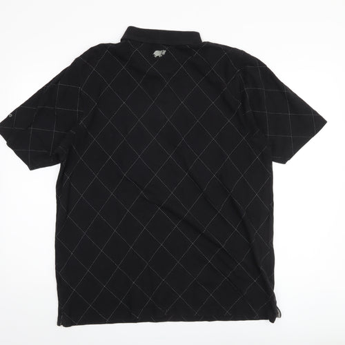 Hippo Men's Black Argyle Polo Shirt - Medium