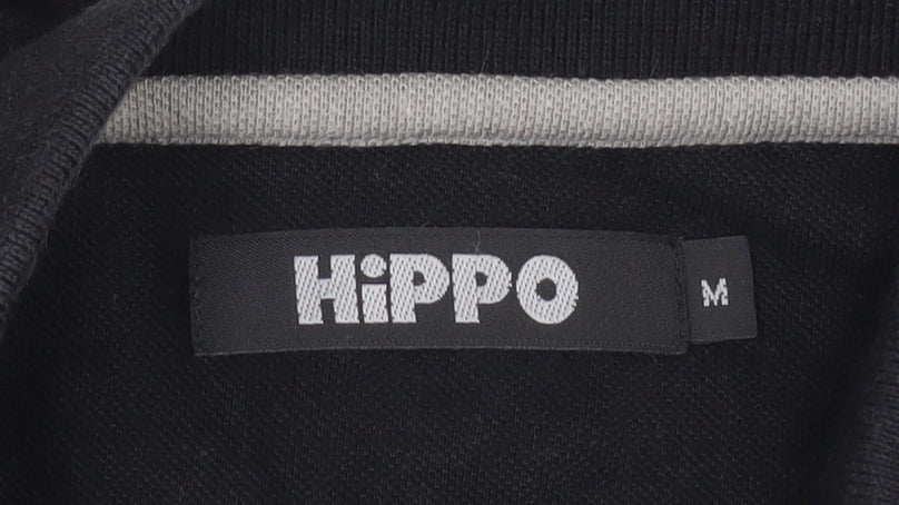 Hippo Men's Black Argyle Polo Shirt - Medium