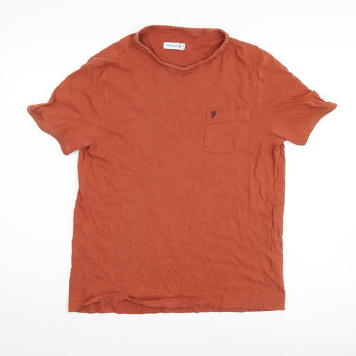 Farah Brown Men's T-Shirt, Medium Size, Crew Neck, Cotton