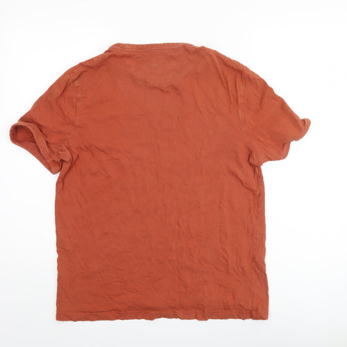 Farah Brown Men's T-Shirt, Medium Size, Crew Neck, Cotton