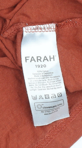 Farah Brown Men's T-Shirt, Medium Size, Crew Neck, Cotton
