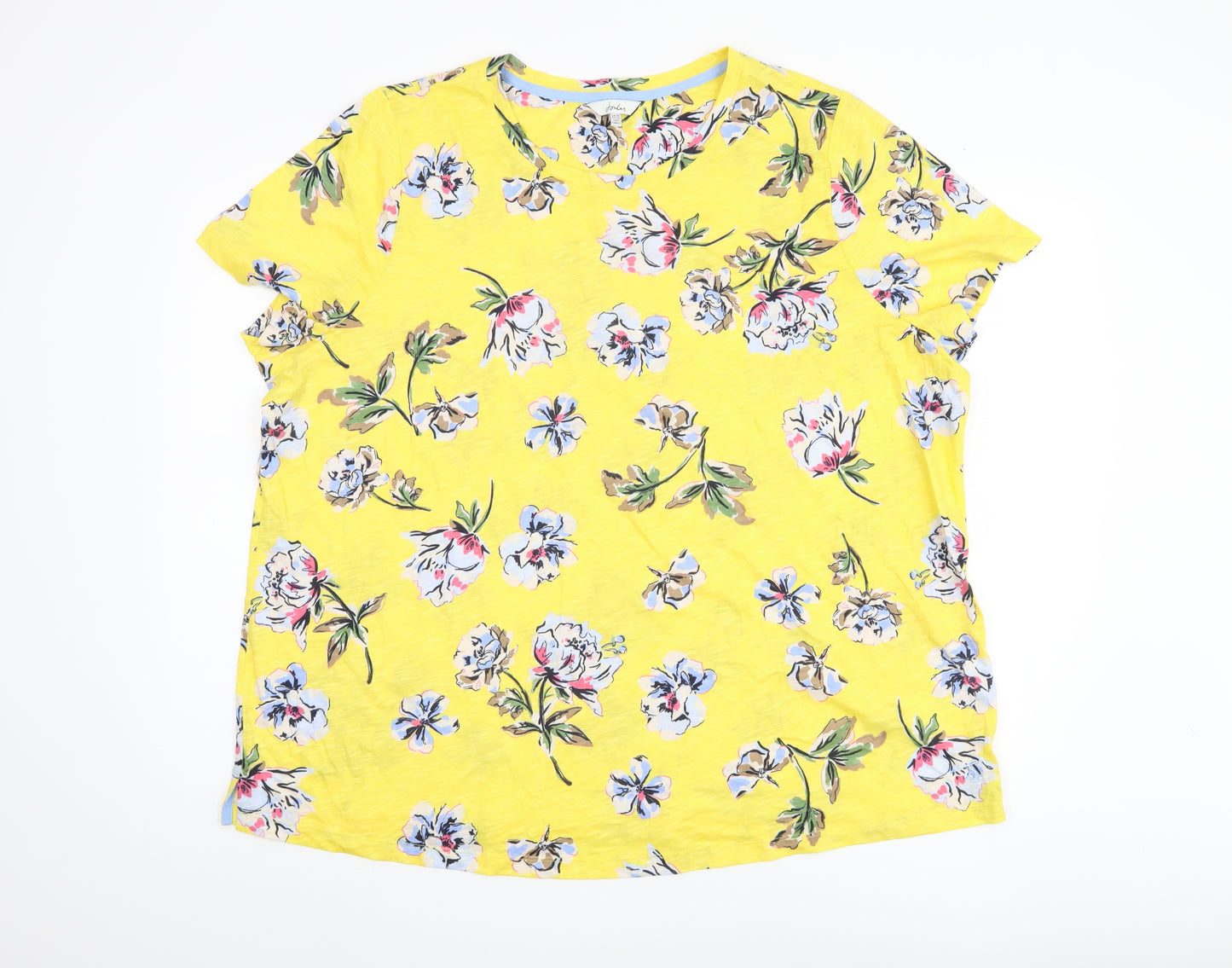 Joules Women's Yellow Floral T-Shirt, Size 24