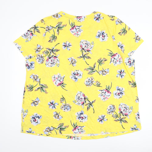 Joules Women's Yellow Floral T-Shirt, Size 24