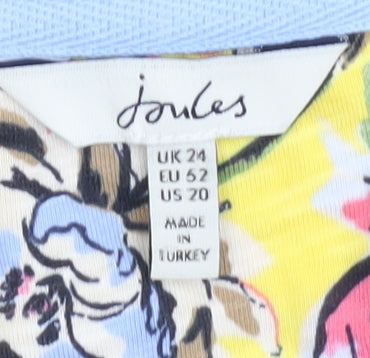 Joules Women's Yellow Floral T-Shirt, Size 24