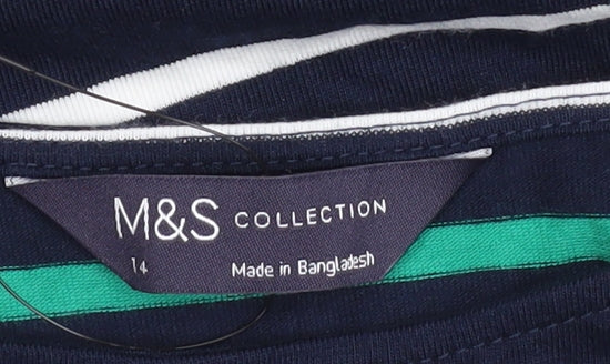 Marks and Spencer Women's Multicoloured Striped T-Shirt