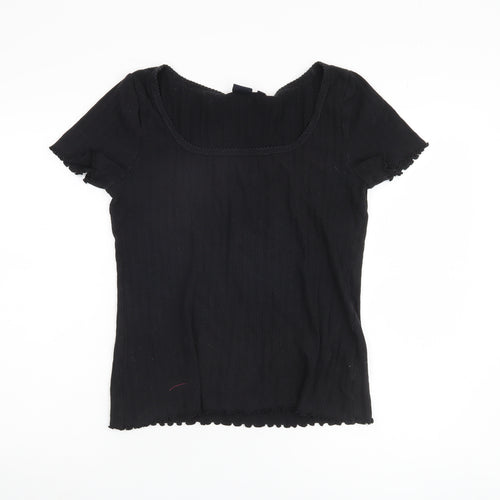 GAP Women's Black Basic T-Shirt, Size L, Scoop Neck