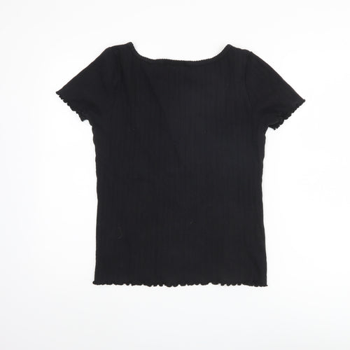GAP Women's Black Basic T-Shirt, Size L, Scoop Neck