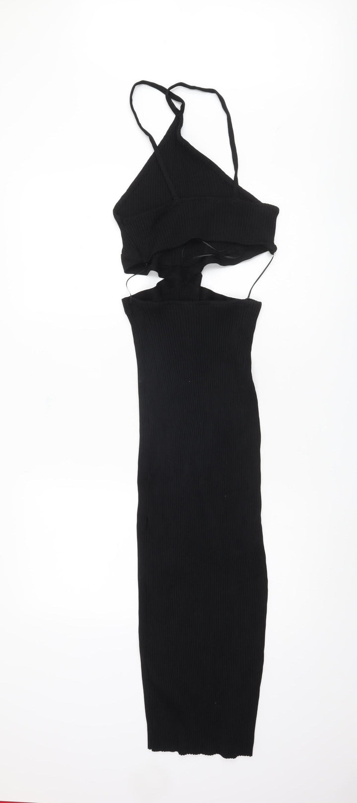 Zara Women's Black Sleeveless V-Neck Dress L