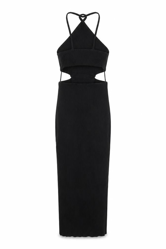 Zara Women's Black Sleeveless V-Neck Dress L