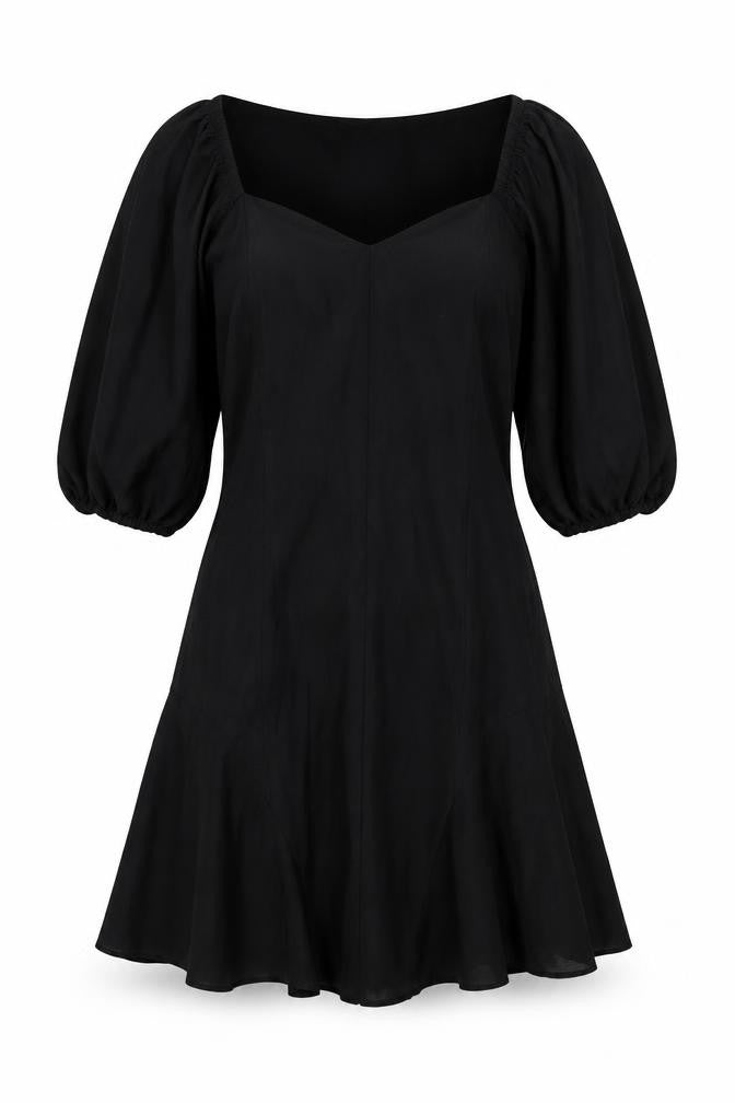 Zara Women's Black Dress Cotton L Balloon Sleeve