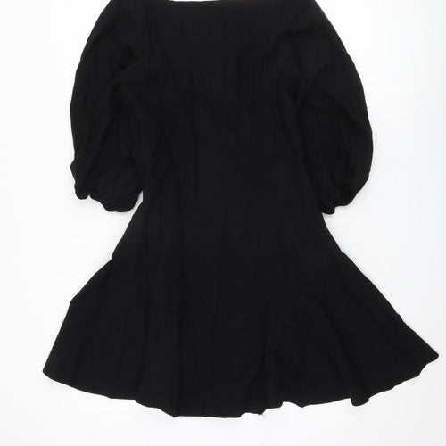 Zara Women's Black Dress Cotton L Balloon Sleeve