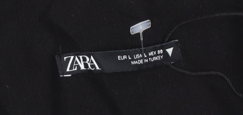 Zara Women's Black Dress Cotton L Balloon Sleeve