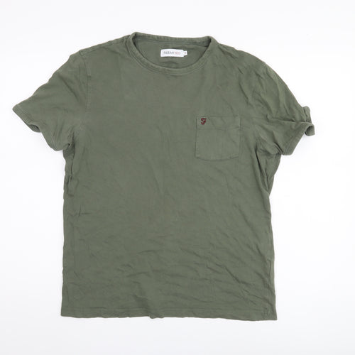 FARAH Men's Green Cotton Crew Neck T-Shirt M