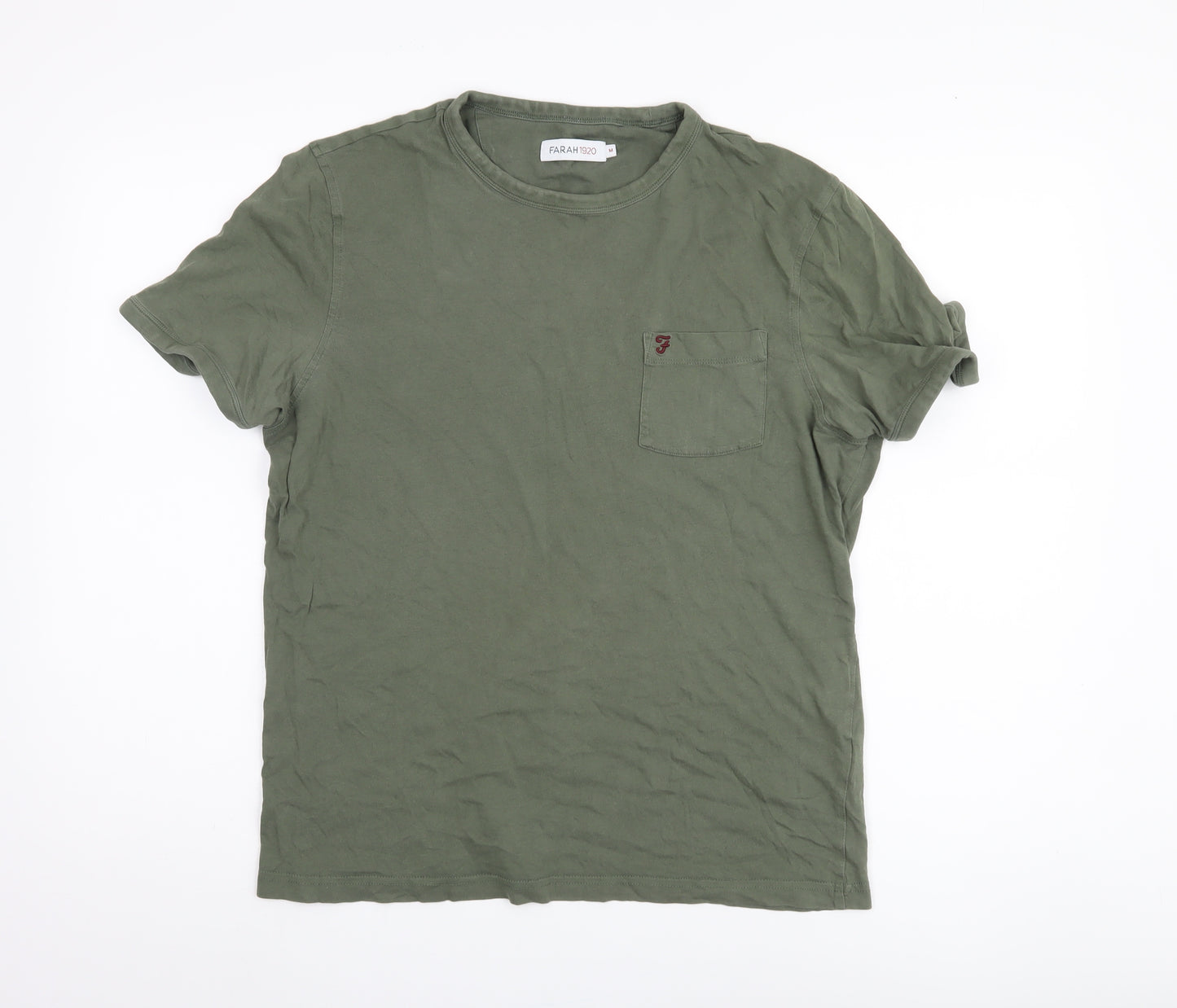 FARAH Men's Green Cotton Crew Neck T-Shirt M
