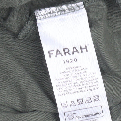 FARAH Men's Green Cotton Crew Neck T-Shirt M