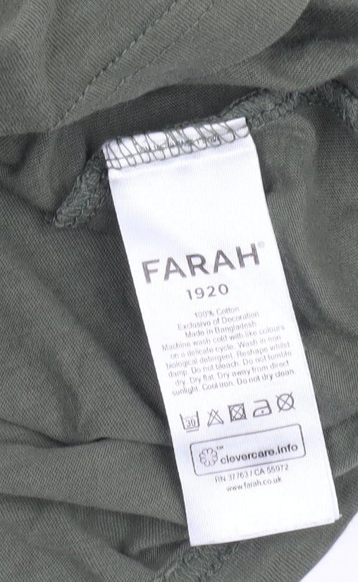 FARAH Men's Green Cotton Crew Neck T-Shirt M