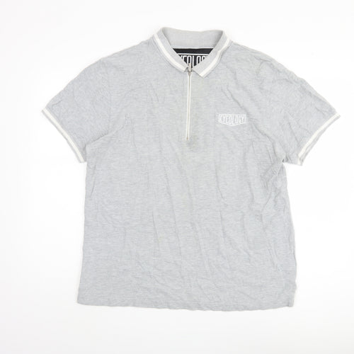 Cycology Men's Grey Polo L 1/4 Zip Cycling Shirt