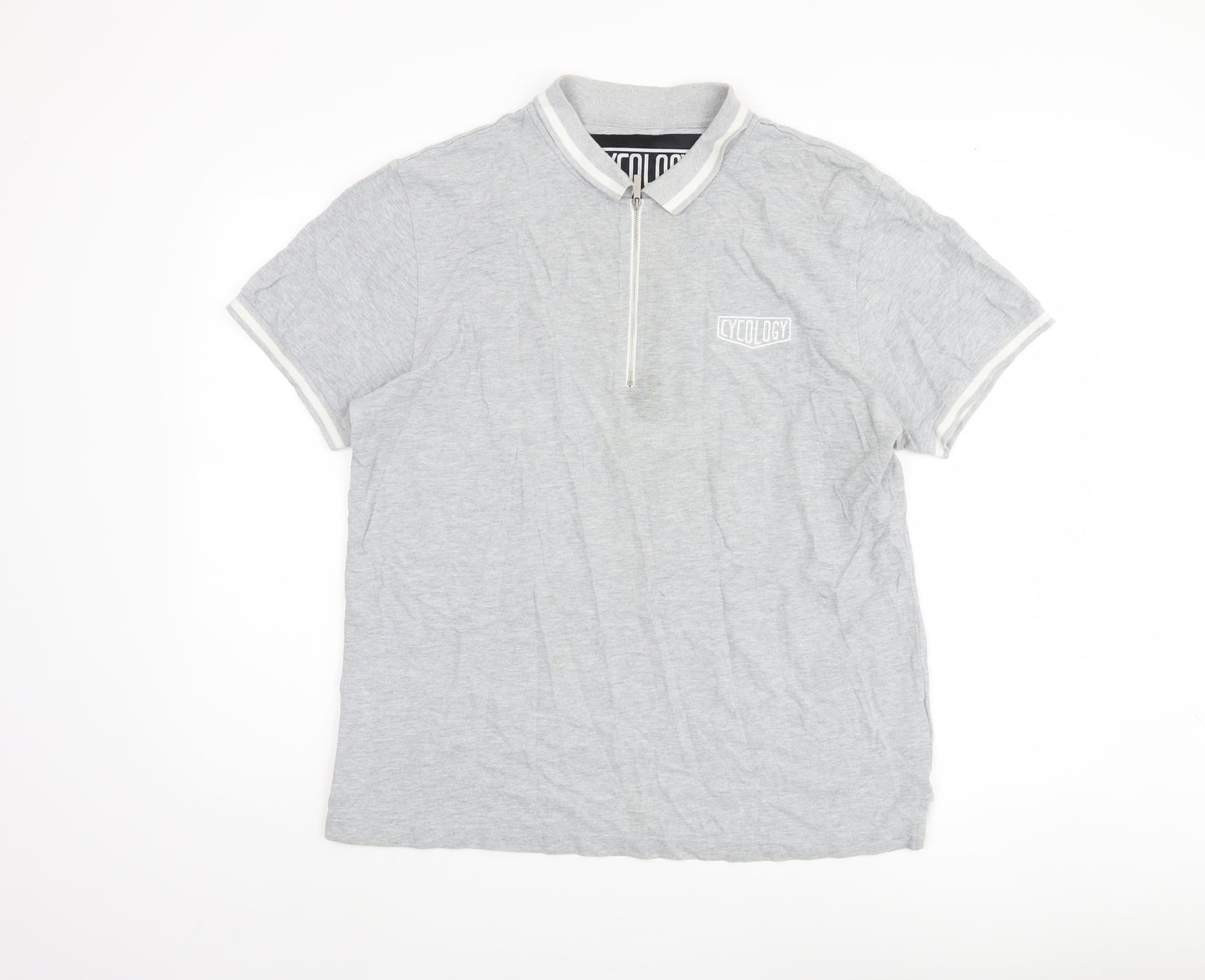 Cycology Men's Grey Polo L 1/4 Zip Cycling Shirt
