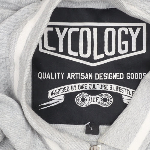 Cycology Men's Grey Polo L 1/4 Zip Cycling Shirt