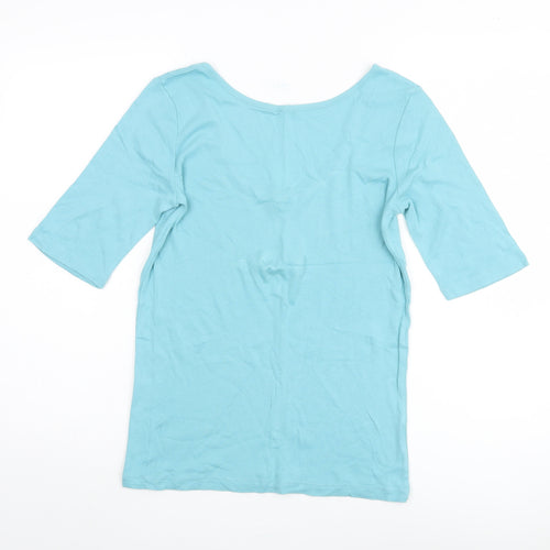Gap Women's Blue 3/4 Sleeve Scoop Neck T-Shirt Medium