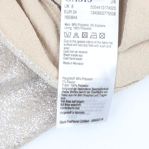 Oasis Women's Beige V-Neck Cold Shoulder Blouse Size 8