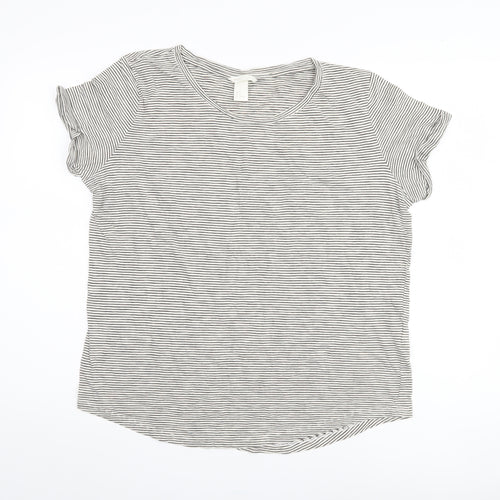 H&M Women's Black Striped Basic T-Shirt Size 12