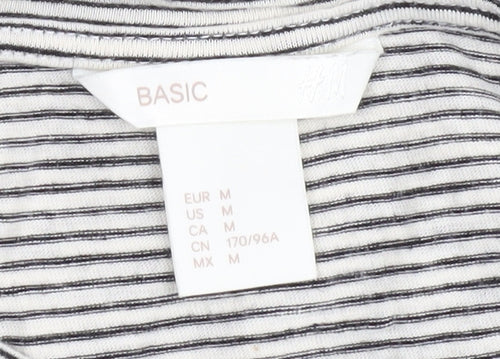 H&M Women's Black Striped Basic T-Shirt Size 12