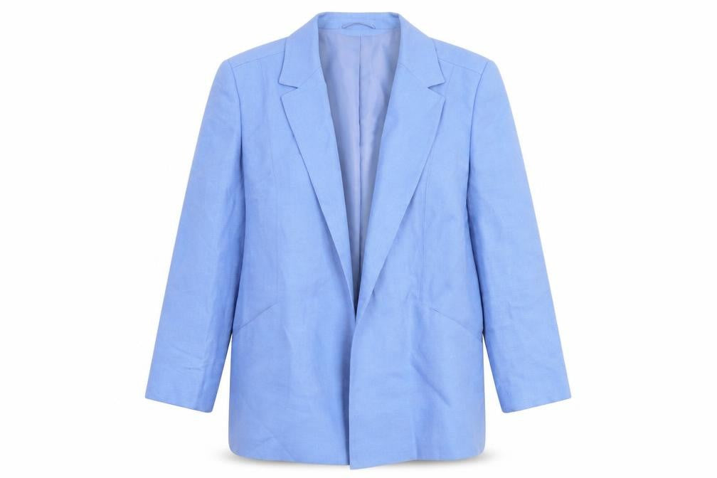 Front view of EWM Women's Blue Blazer 16 Regular Notch Lapel