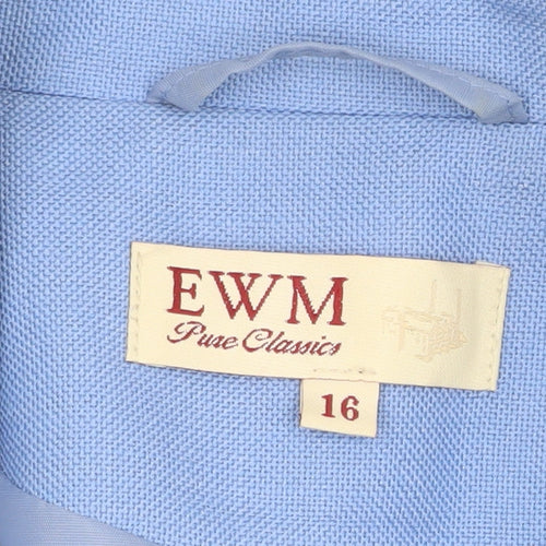 EWM Women's Blue Blazer 16 Regular Notch Lapel