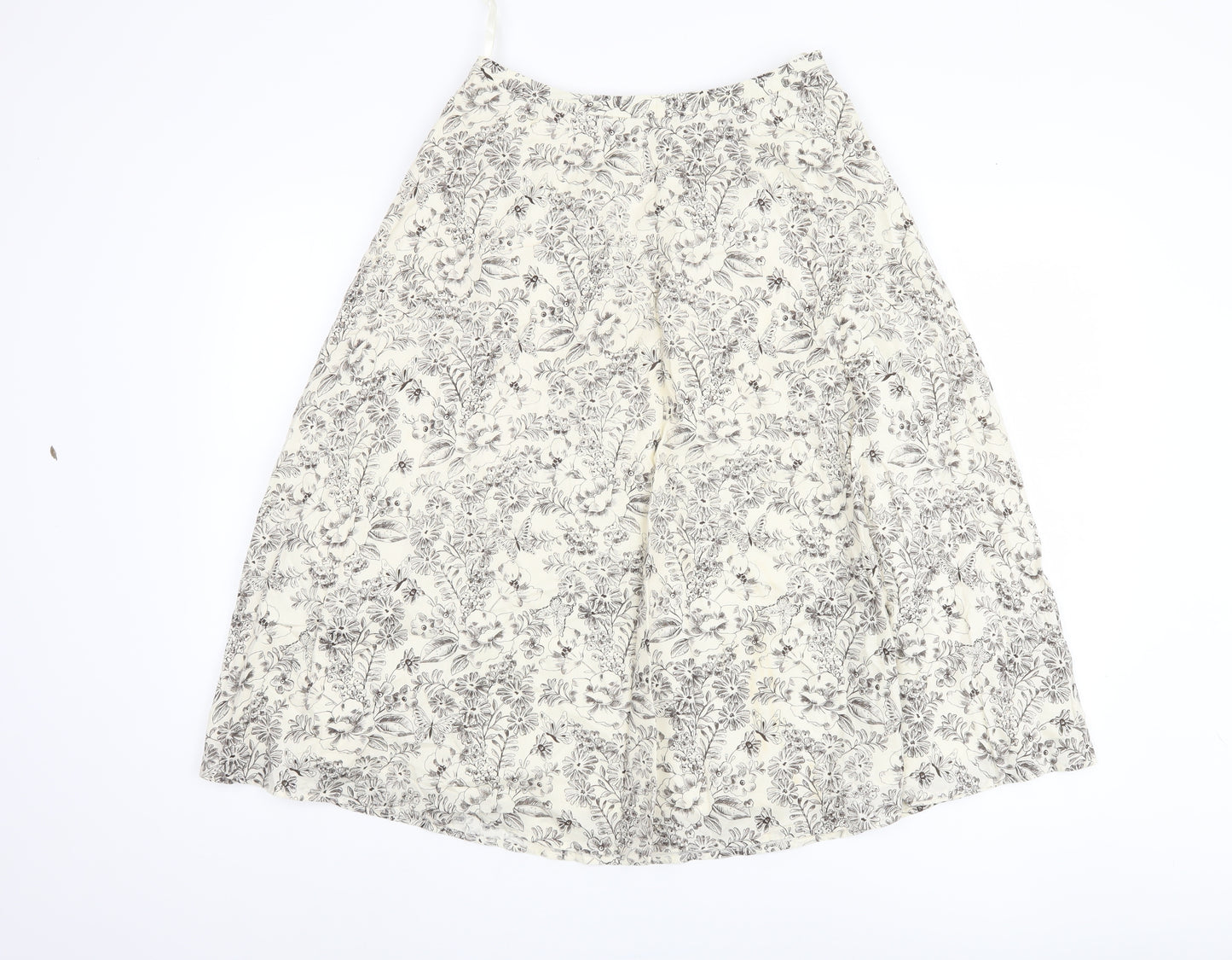 Laura Ashley Women's Ivory A-Line Floral Skirt Size 8